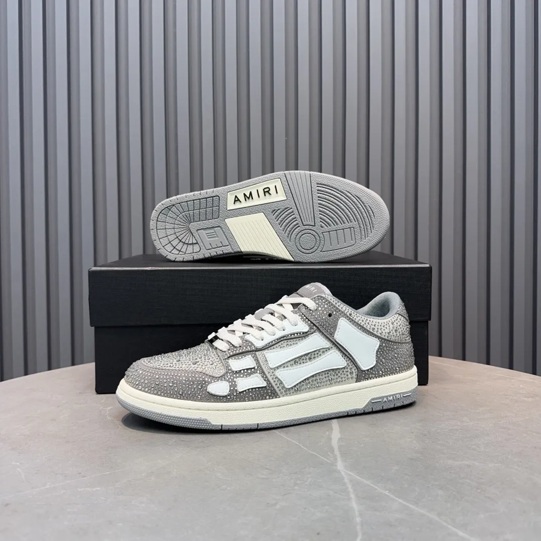 Men's men's shoes 💰600 AMIRI high street sneakers with bone sports shoes, toe layer cowhide upper, upper side bones, hand-stitched, good three-dimensional effect, customized metal LOGO, size 38-45 46